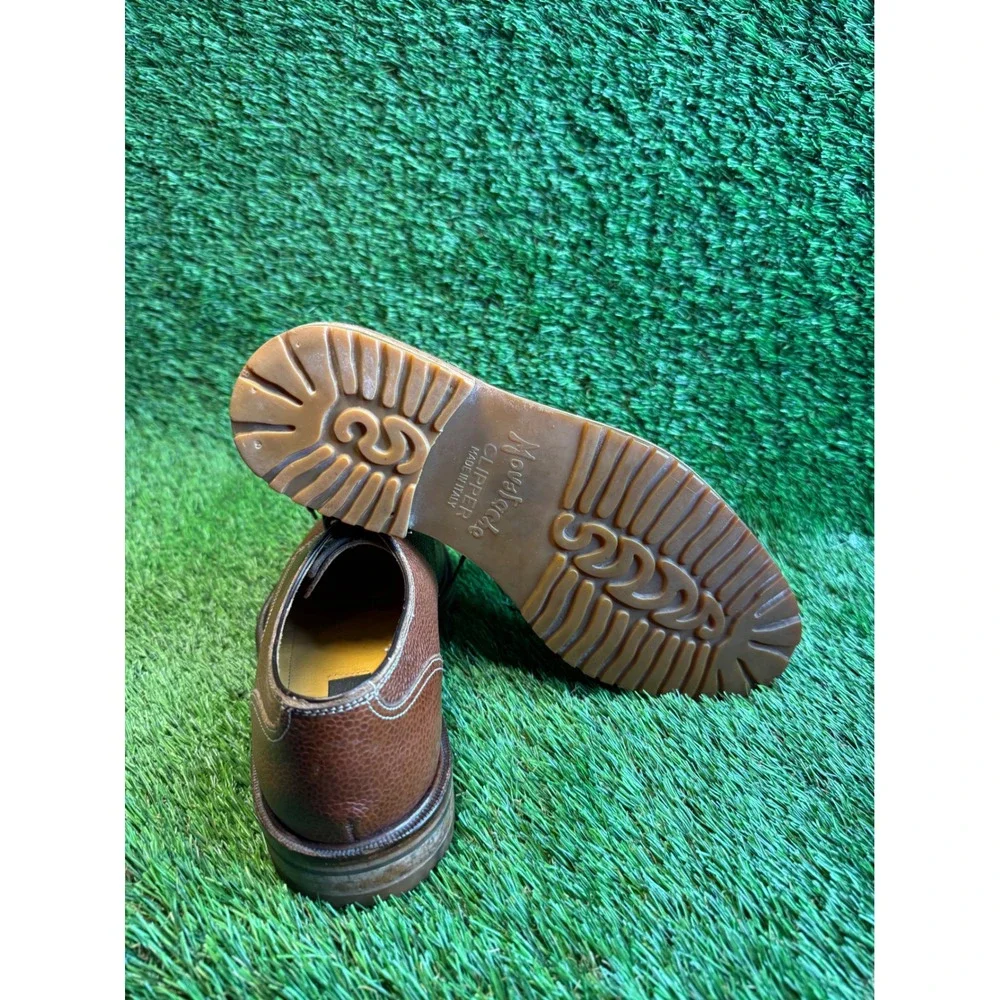 Zelli‎ Brown Pebbled Leather Oxford Split Toe Shoes Mens 8.5 M Made in Italy